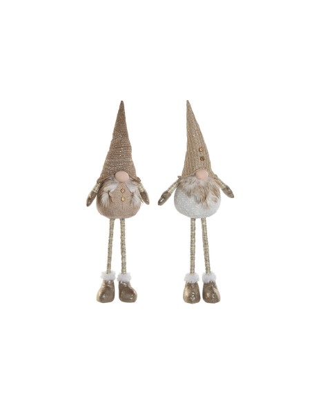 Décorations de Noël Home ESPRIT Blanc Beige Gnome 30 x 20 x 58 cm (2 Unités)