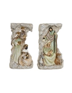 Crèche de Noël Home ESPRIT Multicouleur Résine 19,5 x 11 x 31,5 cm (2 Unités)