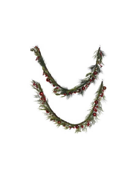 Guirlande de Noël Home ESPRIT Rouge Vert Polyéthylène 23 x 11,5 x 180 cm (2 Unités)