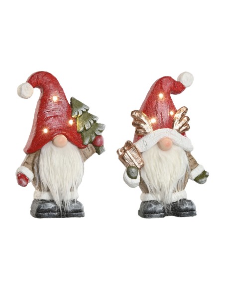 Décorations de Noël Home ESPRIT Blanc Rouge Gnome 25 x 11,5 x 38 cm (2 Unités)