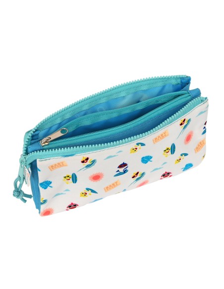 Trousse Fourre-Tout Double Baby Shark Surfing Bleu Blanc 22 x 12 x 3 cm