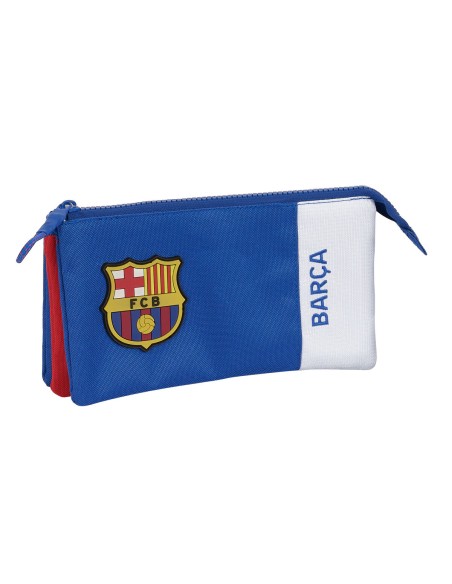 Trousse Fourre-Tout Double F.C. Barcelona Bleu Bordeaux 22 x 12 x 3 cm