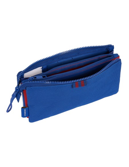 Trousse Fourre-Tout Double F.C. Barcelona Bleu Bordeaux 22 x 12 x 3 cm