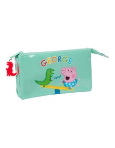 Trousse Fourre-Tout Double Peppa Pig George Menthe 22 x 12 x 3 cm
