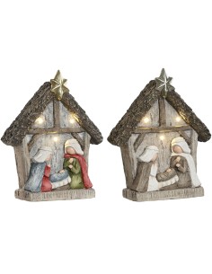 Crèche de Noël Home ESPRIT Vert Gris Magnésium 27,5 x 10,5 x 34,5 cm (2 Unités)