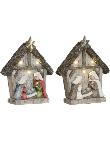 Crèche de Noël Home ESPRIT Vert Gris Magnésium 27,5 x 10,5 x 34,5 cm (2 Unités)