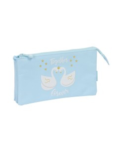 Trousse Fourre-Tout Triple Glow Lab Cisnes Bleu clair 22 x 12 x 3 cm