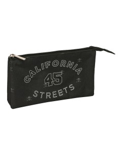 Trousse Fourre-Tout Triple Safta California Noir 22 x 12 x 3 cm 2