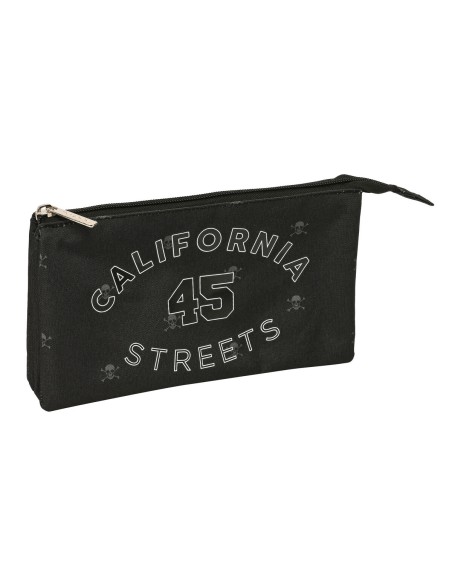 Trousse Fourre-Tout Triple Safta California Noir 22 x 12 x 3 cm