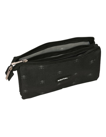 Trousse Fourre-Tout Triple Safta California Noir 22 x 12 x 3 cm
