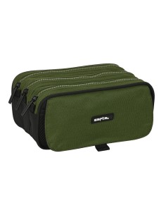Trousse Fourre-Tout Triple Safta Dark forest Noir Vert 21,5 x 10 x 8 cm