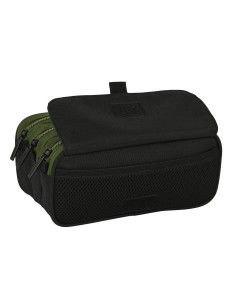Trousse Fourre-Tout Triple Safta Dark forest Noir Vert 21,5 x 10 x 8 cm 2
