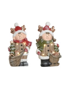 Décorations de Noël Home ESPRIT Marron Rouge 23 x 10,5 x 40 cm (2 Unités)