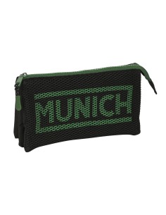 Trousse Fourre-Tout Triple Munich Caviar Noir 22 x 12 x 3 cm