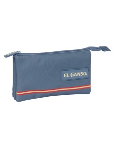 Trousse Fourre-Tout Triple El Ganso Bleu 22 x 12 x 3 cm