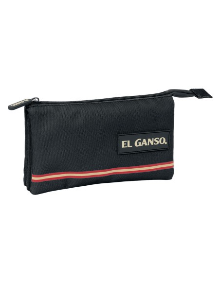 Trousse Fourre-Tout Triple El Ganso Noir 22 x 12 x 3 cm