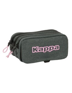 Trousse Fourre-Tout Triple Kappa Silver pink Gris 21,5 x 10 x 8 cm