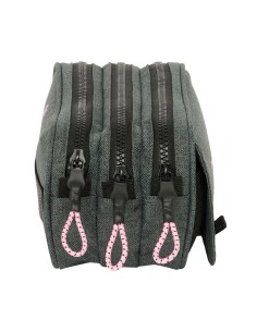 Trousse Fourre-Tout Triple Kappa Silver pink Gris 21,5 x 10 x 8 cm 2