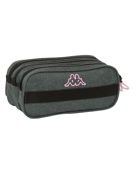Trousse Fourre-Tout Triple Kappa Silver pink Gris 21,5 x 10 x 8 cm