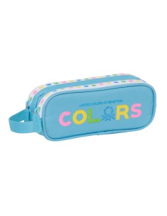 Trousse Fourre-Tout Double Benetton Spring Bleu ciel 21 x 8 x 6 cm