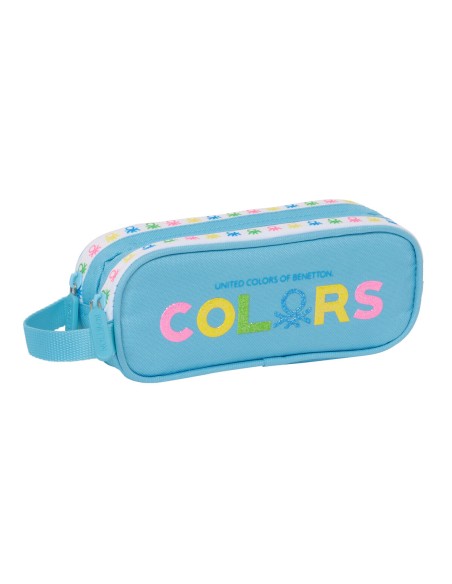 Trousse Fourre-Tout Double Benetton Spring Bleu ciel 21 x 8 x 6 cm