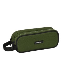 Trousse Fourre-Tout Double Safta Dark forest Noir Vert 21 x 8 x 6 cm