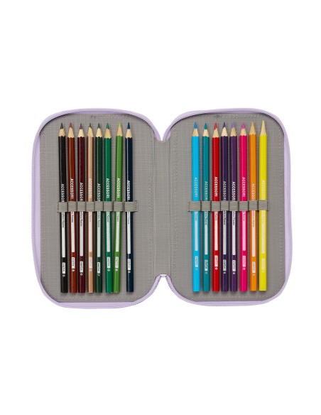 Pochette à crayons triple Wish Lila 12.5 x 19.5 x 5.5 cm (36 Pièces)