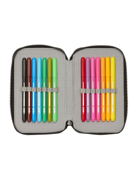 Plumier double Paul Frank Join the fun Noir 12.5 x 19.5 x 4 cm (28 Pièces)
