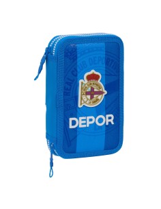 Plumier double R. C. Deportivo de La Coruña Bleu 12.5 x 19.5 x 4 cm (28 Pièces)