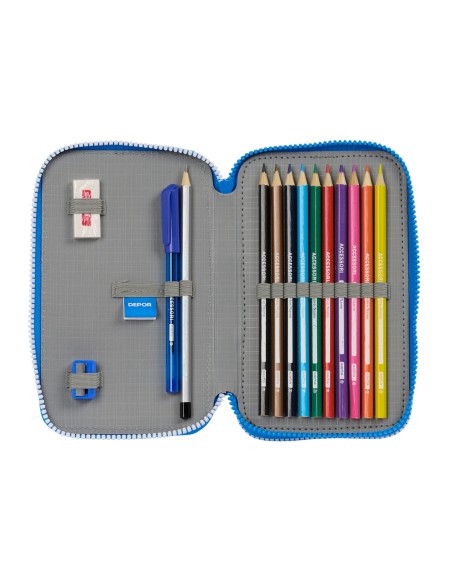 Plumier double R. C. Deportivo de La Coruña Bleu 12.5 x 19.5 x 4 cm (28 Pièces)