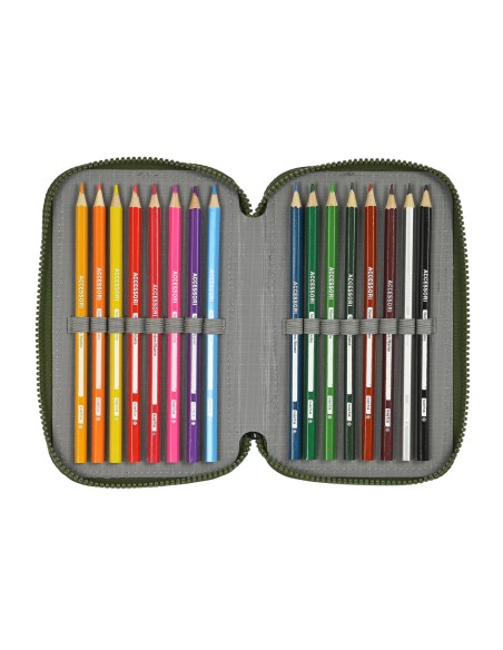 Pochette à crayons triple Safta Dark forest Noir Vert 12.5 x 19.5 x 5.5 cm (36 Pièces)
