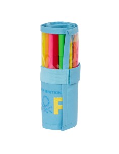 Pochette crayons Benetton Spring Enveloppante Bleu ciel 7 x 20 x 7 cm (27 Pièces)