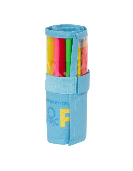 Pochette crayons Benetton Spring Enveloppante Bleu ciel 7 x 20 x 7 cm (27 Pièces)