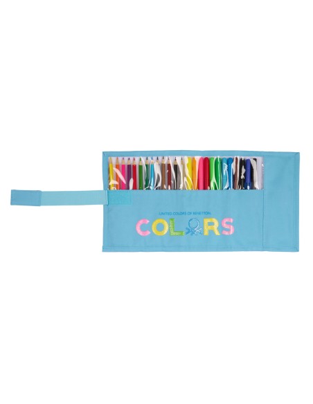 Pochette crayons Benetton Spring Enveloppante Bleu ciel 7 x 20 x 7 cm (27 Pièces)
