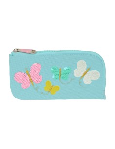 Trousse d'écolier Moos Butterflies Bleu clair 23 x 11 x 1 cm