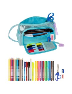 Trousse Scolaire avec Accessoires Frozen Hello spring Bleu clair 20 x 11 x 8.5 cm (32 Pièces) 2