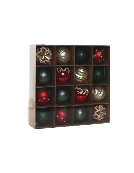 Boules de Noël Home ESPRIT Rouge Doré Polyéthylène 32,5 x 8 x 32,5 cm (16 Pièces)
