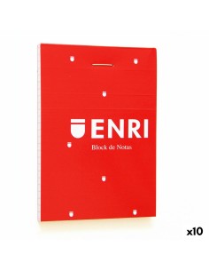 Bloc de Notes ENRI Rouge A7 80 Volets 4 mm (10 Unités)