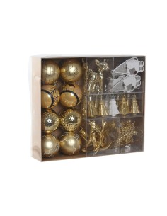 Boules de Noël Home ESPRIT Doré Polyéthylène 28 x 6 x 24 cm (55 Pièces)