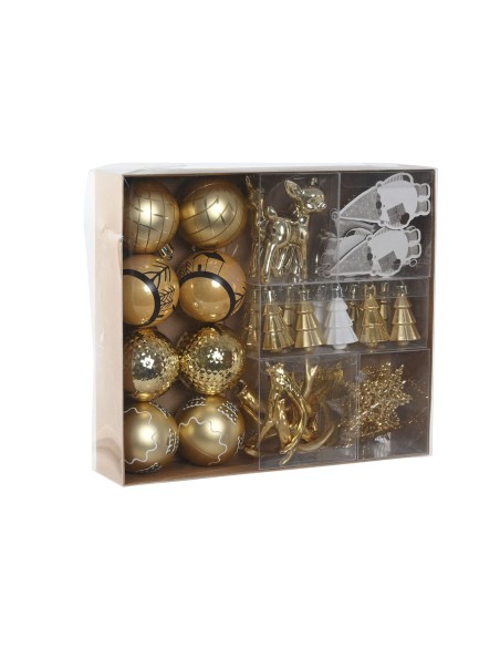 Boules de Noël Home ESPRIT Doré Polyéthylène 28 x 6 x 24 cm (55 Pièces)