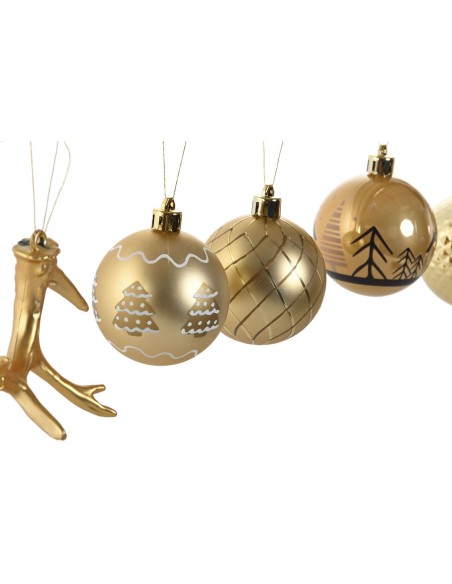 Boules de Noël Home ESPRIT Doré Polyéthylène 28 x 6 x 24 cm (55 Pièces)