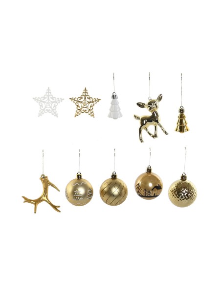 Boules de Noël Home ESPRIT Doré Polyéthylène 28 x 6 x 24 cm (55 Pièces)