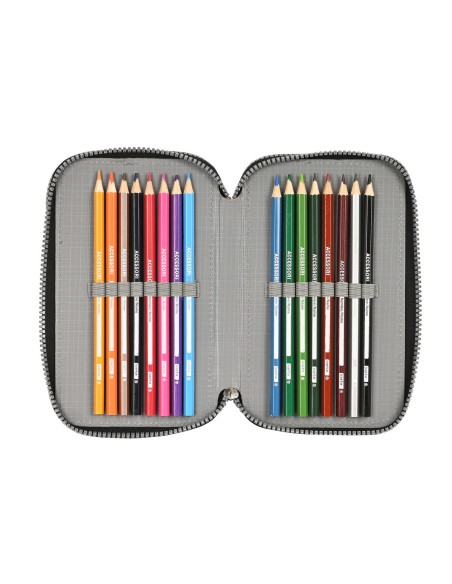 Trousse Scolaire avec Accessoires Safta Stone Noir 12.5 x 19.5 x 5.5 cm 36 Pièces