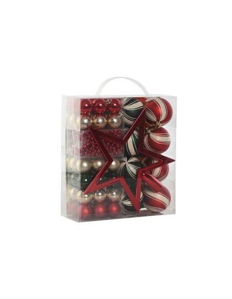 Boules de Noël Home ESPRIT Rouge Vert Polyéthylène 21 x 6,5 x 27 cm (53 Pièces)