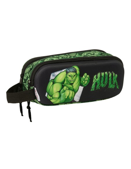 Trousse Fourre-Tout Double Hulk Noir Vert 21 x 8 x 6 cm 3D