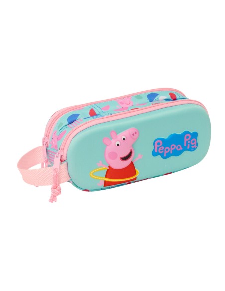 Trousse Fourre-Tout Double Peppa Pig Vert Rose 21 x 8 x 6 cm 3D