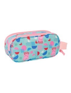 Trousse Fourre-Tout Double Peppa Pig Vert Rose 21 x 8 x 6 cm 3D 2