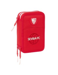 Pochette à crayons triple Sevilla Fútbol Club Rouge 12,5 x 19,5 x 5,5 cm 36 Pièces