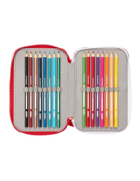 Pochette à crayons triple Sevilla Fútbol Club Rouge 12,5 x 19,5 x 5,5 cm 36 Pièces