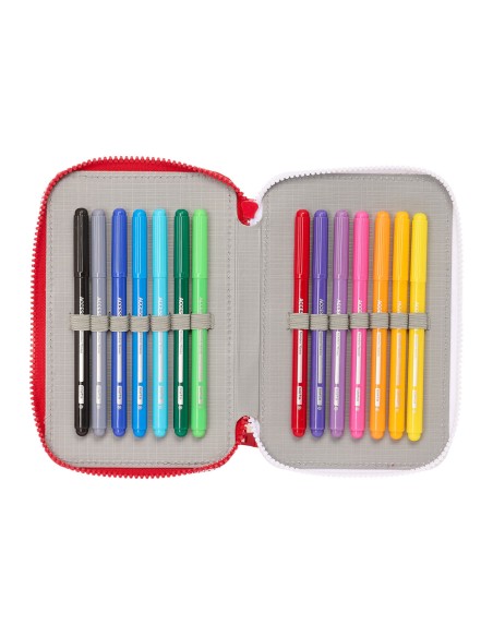Pochette à crayons triple Sevilla Fútbol Club Rouge 12,5 x 19,5 x 5,5 cm 36 Pièces
